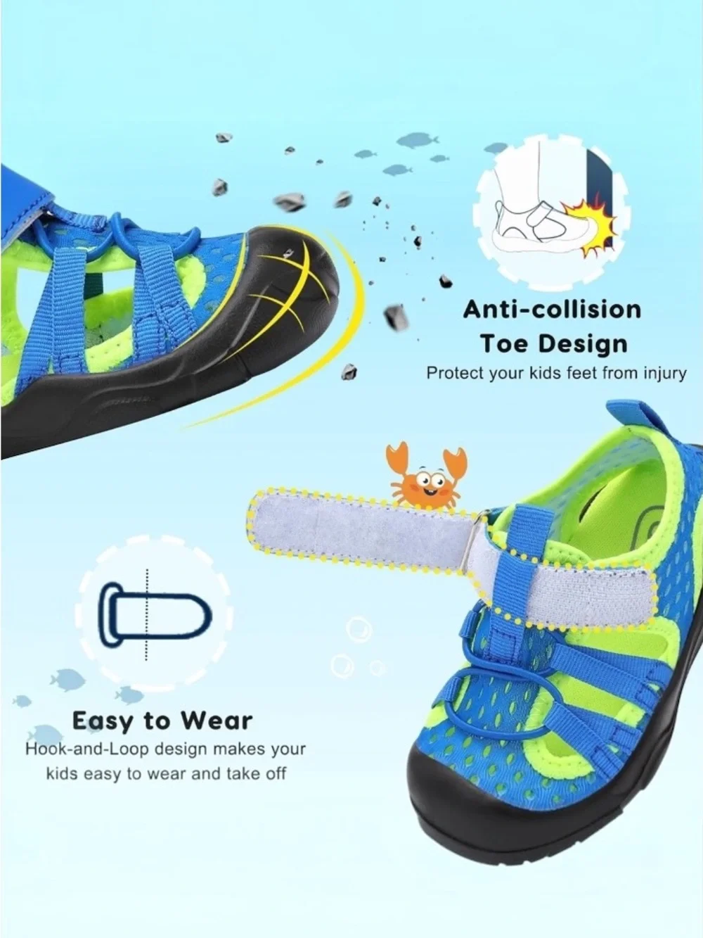 NEW Joinfree Blue & Green Durable Lightweight Walking Sandals Toddler's size 10